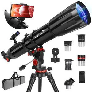 Telescope for Adults High Powered, 90mm Aperture 900mm Refractor | Telescopes for Kids & Beginners, Magnification 450X,for Planet Observation with Stainless Tripod & Phone Adapter Telescope for Adults High Powered, 90mm Aperture 900mm Refractor | Telescopes for Kids & Beginners, Magnification 450X,for Planet Observation with Stainless Tripod & Phone Adapter