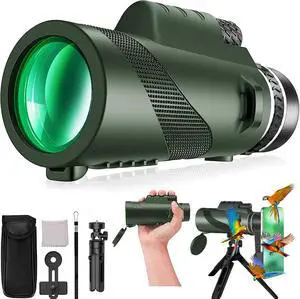 Monocular-Telescope 80x100 High Powered Monoculars High Definition forAduts High Powered with HD BAK4 Prism Smartphone AdapterTelescope Bird Watching Travel Camping Hiking-Green Monocular-Telescope 80x100 High Powered Monoculars High Definition forAduts High Powered with HD BAK4 Prism Smartphone AdapterTelescope Bird Watching Travel Camping Hiking-Green