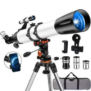 Telescope for Adults High Powered,90mm Aperture 800mm Refractor | Professional Telescopes,32X-240X Magnification,AZ Mount Tripod,Phone Adapter & Carry Bag,for Astronomy Beginners Stargazing Telescope for Adults High Powered,90mm Aperture 800mm Refractor | Professional Telescopes,32X-240X Magnification,AZ Mount Tripod,Phone Adapter & Carry Bag,for Astronomy Beginners Stargazing