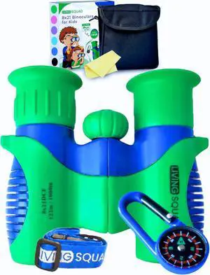 Kids Binoculars 8x21 Shockproof Green - Ages 3-12 with Case Neck Strap Compass Carabiner | High Resolution Optics for Bird Watching Camping Hiking | Birthday Gift Boys Girls Kids Binoculars 8x21 Shockproof Green - Ages 3-12 with Case Neck Strap Compass Carabiner | High Resolution Optics for Bird Watching Camping Hiking | Birthday Gift Boys Girls