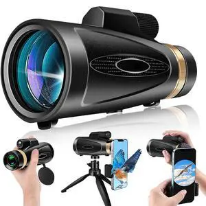 Monocular Telescope 80x100 HD Monoculars for Adults with Tripod & Phone Adapter, Monoculars for Stargazing Camping HikingTravel-Black Monocular Telescope 80x100 HD Monoculars for Adults with Tripod & Phone Adapter, Monoculars for Stargazing Camping HikingTravel-Black