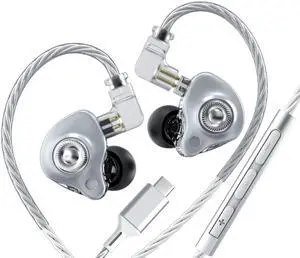 in Ear Monitor Headphones with Mic,USB C,Silver,10mm Driver | 10mm Dynamic Driver,Detachable 4N OFC Cable,HiFi IEM Earphones for Gaming and Gift Giving in Ear Monitor Headphones with Mic,USB C,Silver,10mm Driver | 10mm Dynamic Driver,Detachable 4N OFC Cable,HiFi IEM Earphones for Gaming and Gift Giving