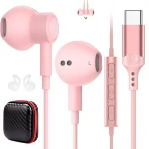 AIAUXAI USB C Earbuds Wired Headphones for iPhone 17 16 Pro Max 17e,Pink AIAUXAI USB C Earbuds Wired Headphones for iPhone 17 16 Pro Max 17e,Pink