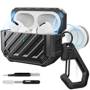 for AirPods Pro 2nd / 1st Generation Case with Clean Pen, Black | Carabiner, Military-Grade Protection, Compatible with MagSafe, Anti-Scratch Hard Shell, Unicorn Beetle Mag for AirPods Pro 2nd / 1st Generation Case with Clean Pen, Black | Carabiner, Military-Grade Protection, Compatible with MagSafe, Anti-Scratch Hard Shell, Unicorn Beetle Mag