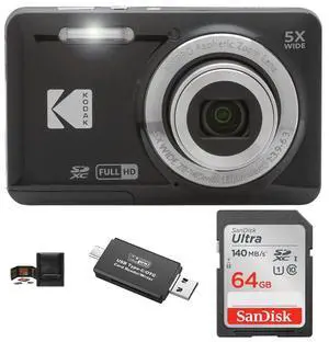 PIXPRO FZ55 Digital Camera Bundle, Includes: SanDisk 64GB SDXC Memory Card, SD Card Reader Compatible with Computers and Smartphones and Memory Card Wallet (4 Items) (Black) PIXPRO FZ55 Digital Camera Bundle, Includes: SanDisk 64GB SDXC Memory Card, SD Card Reader Compatible with Computers and Smartphones and Memory Card Wallet (4 Items) (Black)