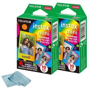 Instax Mini Instant Rainbow Film, 20 Sheets + BluebirdSales Mircrofiber Cleaning Cloth Instax Mini Instant Rainbow Film, 20 Sheets + BluebirdSales Mircrofiber Cleaning Cloth