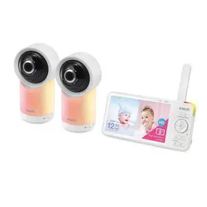 RM5766-2HD RM57662HD Smart Wi-Fi 1080p 2-Camera 360°-Pan-and-Tilt Video Baby Monitor System with 5-in. Display, Night-Light, and Remote Access, White RM5766-2HD RM57662HD Smart Wi-Fi 1080p 2-Camera 360°-Pan-and-Tilt Video Baby Monitor System with 5-in. Display, Night-Light, and Remote Access, White