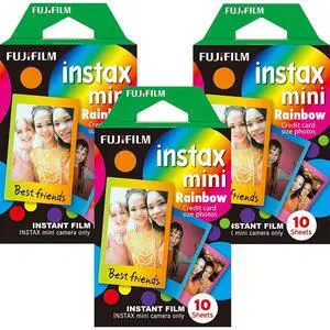 Instax Mini Instant Multi Colored Film, 10 Sheets, (3 Pack Value Set)... (Rainbow) Instax Mini Instant Multi Colored Film, 10 Sheets, (3 Pack Value Set)... (Rainbow)