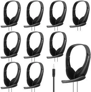 10 Pack Bulk Classroom Headphones with Microphone Students Wired School Class Set Headphones for School Library Computer Office Adults 3.5 Jack Universal Plug (Black) 10 Pack Bulk Classroom Headphones with Microphone Students Wired School Class Set Headphones for School Library Computer Office Adults 3.5 Jack Universal Plug (Black)