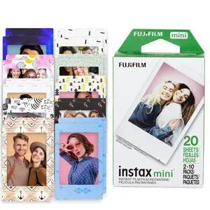 Instax Mini Film Twin Pack Bundled with 20 Moshify Colorful Frames | Refill your Instax Mini camera: twin pack with 20 sheets of film, 20 Moshify sticker frames to decorate every photo Instax Mini Film Twin Pack Bundled with 20 Moshify Colorful Frames | Refill your Instax Mini camera: twin pack with 20 sheets of film, 20 Moshify sticker frames to decorate every photo