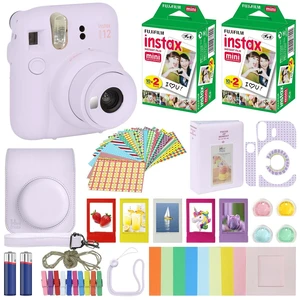 Instax Mini 12 Instant Camera Lilac Purple + Carrying Case + Fuji Instax Film Value Pack (40 Sheets) Accessories Bundle, Color Filters, Photo Album, Assorted Frames Instax Mini 12 Instant Camera Lilac Purple + Carrying Case + Fuji Instax Film Value Pack (40 Sheets) Accessories Bundle, Color Filters, Photo Album, Assorted Frames
