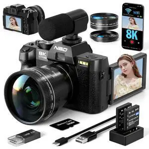 True 8K 64MP Digital Camera for Photography with Microphone(Black) | Autofocus & Anti-Shake,16X Zoom,WiFi,Wide-Angle Macro Lens,32GB TF Card,Vlogging Camera for YouTube & Travel True 8K 64MP Digital Camera for Photography with Microphone(Black) | Autofocus & Anti-Shake,16X Zoom,WiFi,Wide-Angle Macro Lens,32GB TF Card,Vlogging Camera for YouTube & Travel