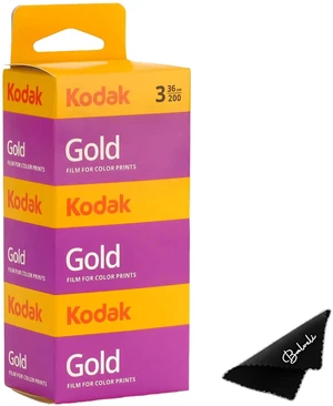 Kodak Gold 200 35mm Film Bundle, 3 Rolls, 36 Exposures Each, for 35mm Film Camera Includes Premium Microfiber Cloth - Kodak Gold 3 Pack Kodak Gold 200 35mm Film Bundle, 3 Rolls, 36 Exposures Each, for 35mm Film Camera Includes Premium Microfiber Cloth - Kodak Gold 3 Pack