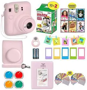 Instax Mini 12 Instant Camera Blossom Pink + Shutter Compatible Carrying Case + Fuji Film Value Pack (20 Sheets) + Shutter Accessories Bundle, Color Filters, Photo Album, Assorted Frames Instax Mini 12 Instant Camera Blossom Pink + Shutter Compatible Carrying Case + Fuji Film Value Pack (20 Sheets) + Shutter Accessories Bundle, Color Filters, Photo Album, Assorted Frames
