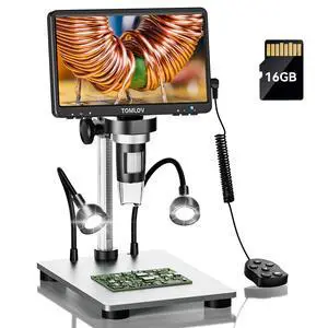 DM9 7" Digital Microscope: 1080P 1200X Coin Microscope Magnifier, 12MP Ultra-Precise Focusing LCD Soldering Microscopes for Adults, PC View, 16GB DM9 7" Digital Microscope: 1080P 1200X Coin Microscope Magnifier, 12MP Ultra-Precise Focusing LCD Soldering Microscopes for Adults, PC View, 16GB