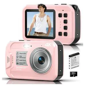 4K Underwater Camera, 64MP 16FT Compact Waterproof Camera with 16GB Card | Floatable Digital Camera, 16X Digital Zoom, Auto Focus, Fill Light, 650mAh Battery, Ideal for Travel, Surfing, Swimming 4K Underwater Camera, 64MP 16FT Compact Waterproof Camera with 16GB Card | Floatable Digital Camera, 16X Digital Zoom, Auto Focus, Fill Light, 650mAh Battery, Ideal for Travel, Surfing, Swimming