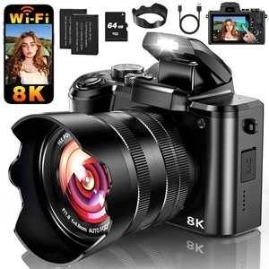 8K Digital Camera, 88MP WiFi Cameras for Photography with 3.2" Touchscreen 64GB Card, Autofocus, 16X Zoom, Anti-Shake, Dual Lens Vlogging Camera for YouTube, 2 Batteries & Flash 8K Digital Camera, 88MP WiFi Cameras for Photography with 3.2" Touchscreen 64GB Card, Autofocus, 16X Zoom, Anti-Shake, Dual Lens Vlogging Camera for YouTube, 2 Batteries & Flash
