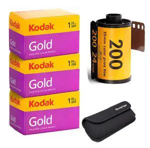Kodak Gold 200 35mm Film Roll 24 Exp 3 Rolls with Sturdy Tiger Storage Case Kodak Gold 200 35mm Film Roll 24 Exp 3 Rolls with Sturdy Tiger Storage Case