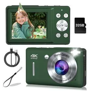 Digital Camera, 44MP Compact Camera, FHD 1080P Point and Shoot Digital Cameras with 16X Zoom, Face Detect, Smile Capture, Anti Shake, for Boys Girls Teens Gifts (Deep Green) Digital Camera, 44MP Compact Camera, FHD 1080P Point and Shoot Digital Cameras with 16X Zoom, Face Detect, Smile Capture, Anti Shake, for Boys Girls Teens Gifts (Deep Green)