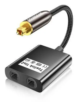 Optical Audio Splitter 1 in to 2 Out Toslink Splitter Optical Adapter Ideal for Home Theatre and More-Black Optical Audio Splitter 1 in to 2 Out Toslink Splitter Optical Adapter Ideal for Home Theatre and More-Black