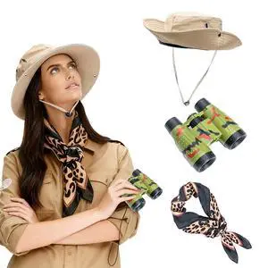Safari Adventure Set with Binoculars, Sun Hat, and Wild Animal Print Scarf Safari Adventure Set with Binoculars, Sun Hat, and Wild Animal Print Scarf