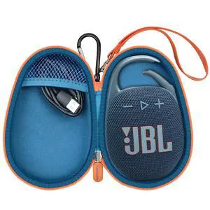 Carrying Case for JBL Clip 5 and for JBL Clip 4 Speaker | Shock-Absorbing Shell, Mesh Pocket, Carabiner and Wrist Strap Keep Speaker Gear Protected and Ready to Go, Blue, Case Only Carrying Case for JBL Clip 5 and for JBL Clip 4 Speaker | Shock-Absorbing Shell, Mesh Pocket, Carabiner and Wrist Strap Keep Speaker Gear Protected and Ready to Go, Blue, Case Only
