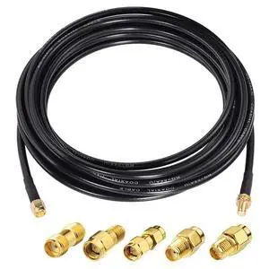 SMA Male to SMA Female RG58 Coaxial Cable 25ft + 5pcs Adapter KIT | 50 Ohm Coax for Router Antenna ignal Enhancer Wireless Adapter etc SMA Male to SMA Female RG58 Coaxial Cable 25ft + 5pcs Adapter KIT | 50 Ohm Coax for Router Antenna ignal Enhancer Wireless Adapter etc