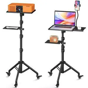 Projector Stand Tripod on Wheels, Adjustable Height 31-56 Inches, Laptop Tripod Stand Rolling, Heavy Duty Projector Tripod Metal Construction, Multifunctional for Office & Home (31-56 Inches) Projector Stand Tripod on Wheels, Adjustable Height 31-56 Inches, Laptop Tripod Stand Rolling, Heavy Duty Projector Tripod Metal Construction, Multifunctional for Office & Home (31-56 Inches)