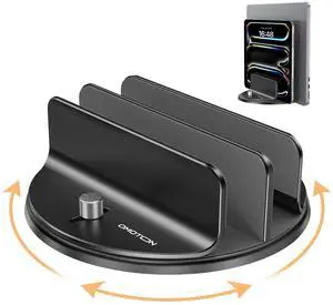 360° Vertical Laptop Stand Holder, Dual-Slot Aluminum Desk Organizer | Sides Knob Adjustment (No Lost Screws), Fits MacBook, iPad, Phones, and Tablets, Non-slip silicone, up to 17.3" 360° Vertical Laptop Stand Holder, Dual-Slot Aluminum Desk Organizer | Sides Knob Adjustment (No Lost Screws), Fits MacBook, iPad, Phones, and Tablets, Non-slip silicone, up to 17.3"