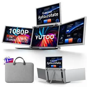 YUTOO 4 Screen Laptop Monitor Extender | One USB-C Cable for M1 M2 M3 | 14" 1080P FHD IPS 4 Screen Monitor for Laptops 13.6~17.3 inch | Quad Screen Extender Display for MacBook/Windows/Switch/PS5 YUTOO 4 Screen Laptop Monitor Extender | One USB-C Cable for M1 M2 M3 | 14" 1080P FHD IPS 4 Screen Monitor for Laptops 13.6~17.3 inch | Quad Screen Extender Display for MacBook/Windows/Switch/PS5