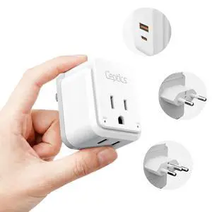 Brazil Power Plug Adapter Travel Set, 20W PD & QC, Safe Dual USB & USB-C 3.1A - 2 USA Socket - Compact & Powerful - Also Use in Peru, Chile - Includes Type C, Type N Swadapt Attachments Brazil Power Plug Adapter Travel Set, 20W PD & QC, Safe Dual USB & USB-C 3.1A - 2 USA Socket - Compact & Powerful - Also Use in Peru, Chile - Includes Type C, Type N Swadapt Attachments