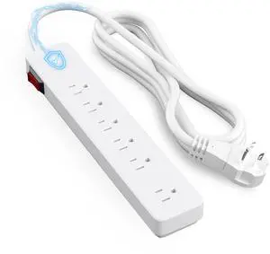 3 Prong Power Strip with 4 FT Extension Cord, 5 AC Outlets+1 Widely Spaced Outlet, Space Saving 45 Degree Flat Plug, 14AWG 1875W 125V 15A, Wall Mountable Multi Outlet Extender, ETL, White 3 Prong Power Strip with 4 FT Extension Cord, 5 AC Outlets+1 Widely Spaced Outlet, Space Saving 45 Degree Flat Plug, 14AWG 1875W 125V 15A, Wall Mountable Multi Outlet Extender, ETL, White