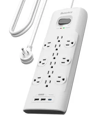 Surge Protector Power Strip, 3480Joules, 12 Outlets with 2 USB A & USB C Ports, 6 Feet Extension Cord, ETL Listed, White Surge Protector Power Strip, 3480Joules, 12 Outlets with 2 USB A & USB C Ports, 6 Feet Extension Cord, ETL Listed, White