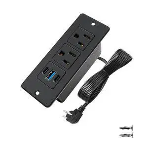 Furniture Recessed Power Strip with USB C 20W & USB A 18W,2 Outlets 3 USB Ports(2 USB C+1 USB A),Flush Mountable Electrical Outlet for Desk Cabinet Nightstand Counter, 6.56ft Flat Plug Cord (Black) Furniture Recessed Power Strip with USB C 20W & USB A 18W,2 Outlets 3 USB Ports(2 USB C+1 USB A),Flush Mountable Electrical Outlet for Desk Cabinet Nightstand Counter, 6.56ft Flat Plug Cord (Black)