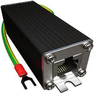 Ethernet Surge Protector - 2.5 Gigabit PoE++ GDT and TVS on All 4 Pairs | Arrests surges w/ GDT and Silicon Avalanche Supressor Diode (SASD) technology, High PoE++ (HPoE) and Class 8 compatible Ethernet Surge Protector - 2.5 Gigabit PoE++ GDT and TVS on All 4 Pairs | Arrests surges w/ GDT and Silicon Avalanche Supressor Diode (SASD) technology, High PoE++ (HPoE) and Class 8 compatible