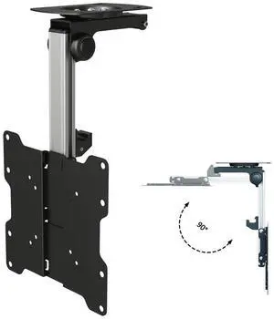 Folding TV Ceiling Mount - for 17 to 37 inch Flat Screen Display and Monitor of up to 44 Pounds, Adjustable Flip Down and Swivel Angle, VESA 75x75 mm to 200x200 mm, Black TV Mount Folding TV Ceiling Mount - for 17 to 37 inch Flat Screen Display and Monitor of up to 44 Pounds, Adjustable Flip Down and Swivel Angle, VESA 75x75 mm to 200x200 mm, Black TV Mount