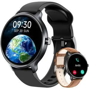 Smart Watch for Women Men, 1.27" HD AMOLED Stylish Smartwatch (Answer/Call) for iPhone/Android/Samsung, Fitness Tracker with 120+ Sport Modes, Heart Rate/Sleep/Health Monitor, IP68 Waterproof, 2 Bands Smart Watch for Women Men, 1.27" HD AMOLED Stylish Smartwatch (Answer/Call) for iPhone/Android/Samsung, Fitness Tracker with 120+ Sport Modes, Heart Rate/Sleep/Health Monitor, IP68 Waterproof, 2 Bands
