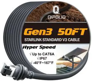 Starlink Cable 50FT - Starlink Gen 3 Cable 2000Mbps High-Speed Replacement V3 Cable, 6/30/50/100/150 FT Weatherproof Outdoor Satellite Internet Accessory & Extension Cord for Starlink V3 Dish 50 FT Starlink Cable 50FT - Starlink Gen 3 Cable 2000Mbps High-Speed Replacement V3 Cable, 6/30/50/100/150 FT Weatherproof Outdoor Satellite Internet Accessory & Extension Cord for Starlink V3 Dish 50 FT