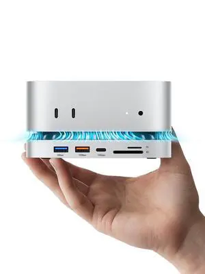 mini M4 Dock Enclosure, 10 in 1 Aluminum Stand Hub, 10Gbps USB-C/A, 4K60Hz HDMI, SD/TF Reader, Space-Saving Vertical Design mini M4 Dock Enclosure, 10 in 1 Aluminum Stand Hub, 10Gbps USB-C/A, 4K60Hz HDMI, SD/TF Reader, Space-Saving Vertical Design