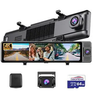 12" Rear View Mirror Camera, 3 Channel 4K Mirror Dash Cam Front, Inside and Rea1080P Camera, Smart Full Touch Screen Backup Camera for car, Dash Cam with WDR Camera,Night Vision,Free 64GB Card & GPS 12" Rear View Mirror Camera, 3 Channel 4K Mirror Dash Cam Front, Inside and Rea1080P Camera, Smart Full Touch Screen Backup Camera for car, Dash Cam with WDR Camera,Night Vision,Free 64GB Card & GPS