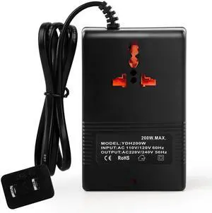 Voltage Transformer Power Converter (110V to 220V) Circuit Breaker Protection Voltage Conversion Protection, Suitable for Household, Travel, RV, Camping (Black -200w) Voltage Transformer Power Converter (110V to 220V) Circuit Breaker Protection Voltage Conversion Protection, Suitable for Household, Travel, RV, Camping (Black -200w)