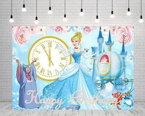 Princess Backdrop for Birthday Party Supplies 5x3ft Blue Photo Backgrounds Princess Cinderella Theme Baby Shower Banner for Birthday Cake Table Decoration Princess Backdrop for Birthday Party Supplies 5x3ft Blue Photo Backgrounds Princess Cinderella Theme Baby Shower Banner for Birthday Cake Table Decoration