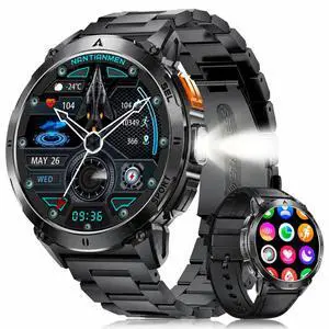 Military Smart Watches for Men, Smartwatch with 730mAh/1.62" AMOLED Screen/Flashlight/Heart Rate/Sleep/Calling/110+ Sports Mode, Rugged Men's Fitness Tracker Watch for Android iOS,Black Military Smart Watches for Men, Smartwatch with 730mAh/1.62" AMOLED Screen/Flashlight/Heart Rate/Sleep/Calling/110+ Sports Mode, Rugged Men's Fitness Tracker Watch for Android iOS,Black