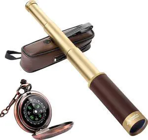 Retro Pirate Telescope 25x30 Spyglass Portable Collapsible Handheld Telescope Zoom Vintage Monocular Classical Collection Compass for Camping Hunting Boating Gift Retro Pirate Telescope 25x30 Spyglass Portable Collapsible Handheld Telescope Zoom Vintage Monocular Classical Collection Compass for Camping Hunting Boating Gift