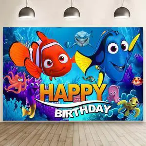 Finding Nemo Wall Decor for Birthday Decorations, Finding Nemo Backdrop for Kids Birthday Party Supplies (5x3ft) Finding Nemo Wall Decor for Birthday Decorations, Finding Nemo Backdrop for Kids Birthday Party Supplies (5x3ft)