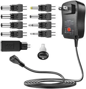 Reverse Polarity 30W Universal AC DC Adapter 3V-12V 2A with 9 Tips | Adjustable Voltage Switching Power Supply for 3V 4.5V 5V 6V 7.5V 9V 12V Household Electronics Routers Cameras Speaker, 2000mA Reverse Polarity 30W Universal AC DC Adapter 3V-12V 2A with 9 Tips | Adjustable Voltage Switching Power Supply for 3V 4.5V 5V 6V 7.5V 9V 12V Household Electronics Routers Cameras Speaker, 2000mA
