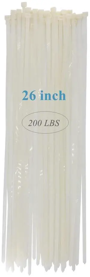 26 Inch Heavy Duty Zip Tie 50 Pack, 200 lb Strong Outdoor Use | 26" long cable zip ties clear outdoor 200 lbs strong UV-resistant. Great for fencing, deck, gardens, pergolas, holiday lights 26 Inch Heavy Duty Zip Tie 50 Pack, 200 lb Strong Outdoor Use | 26" long cable zip ties clear outdoor 200 lbs strong UV-resistant. Great for fencing, deck, gardens, pergolas, holiday lights