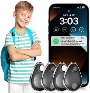 GPS Tracker for Kids 4 Pack with Magnetic Unlocker, Hidden Anti-Removal Pin Tag, AirTag Alternative Works with Apple Find My (iOS only), No Monthly Fee, Tracking Device for Children Luggage GPS Tracker for Kids 4 Pack with Magnetic Unlocker, Hidden Anti-Removal Pin Tag, AirTag Alternative Works with Apple Find My (iOS only), No Monthly Fee, Tracking Device for Children Luggage