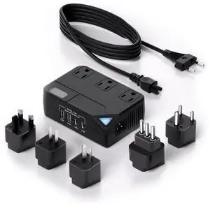 Universal 100V-220V Travel Converter250W Voltage Converter with 2 USB and 2 USB-C Charging Ports and 3 AC Plugs for curlers, straighteners, Included Plugs are Type A, C, D, G, I, L Universal 100V-220V Travel Converter250W Voltage Converter with 2 USB and 2 USB-C Charging Ports and 3 AC Plugs for curlers, straighteners, Included Plugs are Type A, C, D, G, I, L