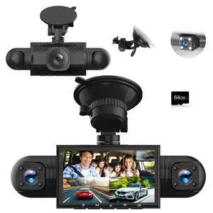 360 Degree View 4 Channel Dash Cam Front and Rear Inside Left Right | 1080P Full HD, 170 Deg Wide Angle, 64GB Card, G-Sensor, Loop Recording, Night Vision 360 Degree View 4 Channel Dash Cam Front and Rear Inside Left Right | 1080P Full HD, 170 Deg Wide Angle, 64GB Card, G-Sensor, Loop Recording, Night Vision